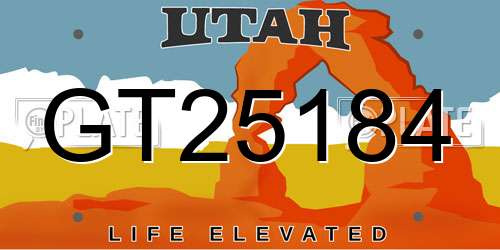 GT25184 Utah License Plate