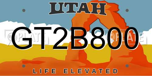 GT2B800 Utah License Plate