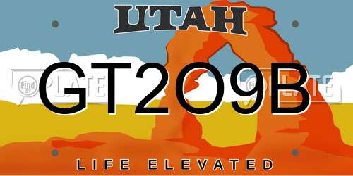 GT2O9B Utah License Plate