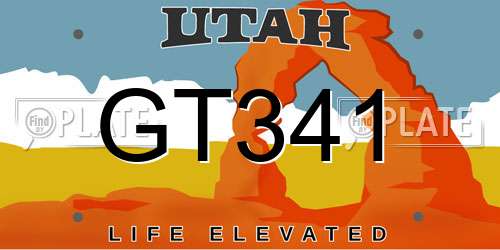 GT341 Utah License Plate