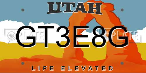 GT3E8G Utah License Plate