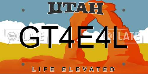 GT4E4L Utah License Plate