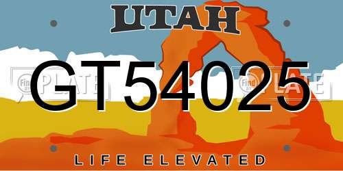 GT54025 Utah License Plate