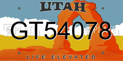 GT54078 Utah License Plate