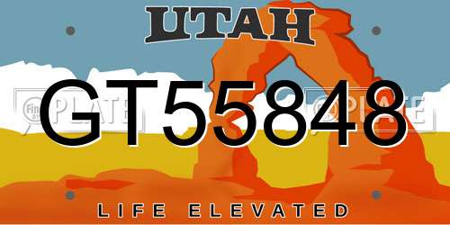 GT55848 Utah License Plate