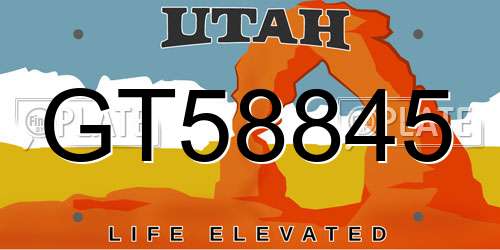 GT58845 Utah License Plate