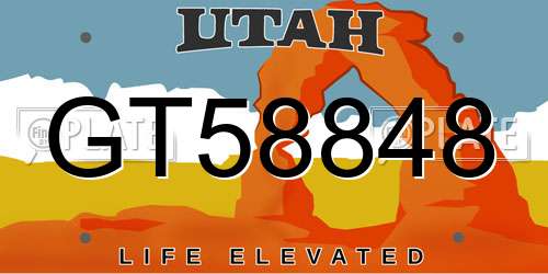 GT58848 Utah License Plate