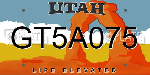 GT5A075 Utah License Plate