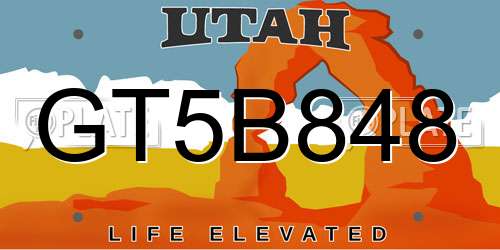 GT5B848 Utah License Plate