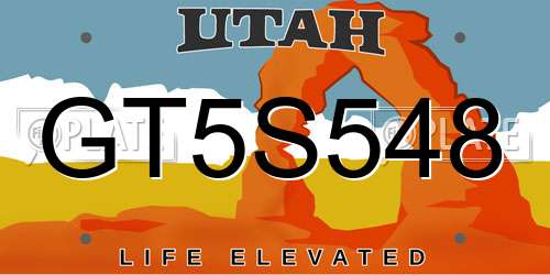 GT5S548 Utah License Plate