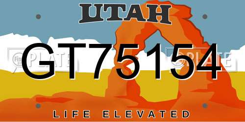 GT75154 Utah License Plate