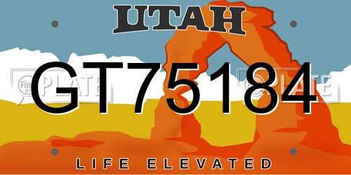 GT75184 Utah License Plate