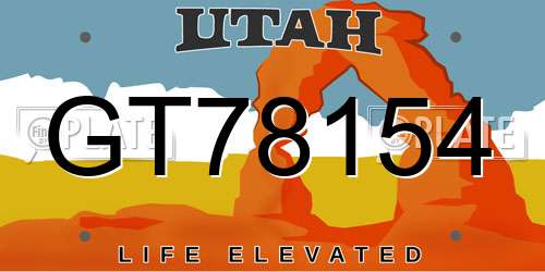 GT78154 Utah License Plate