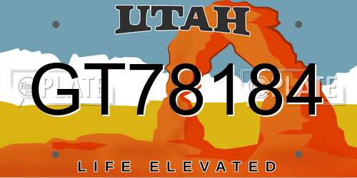 GT78184 Utah License Plate