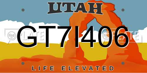 GT7I406 Utah License Plate
