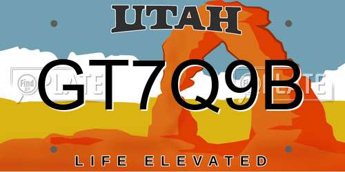 GT7Q9B Utah License Plate