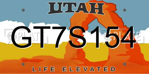 GT7S154 Utah License Plate
