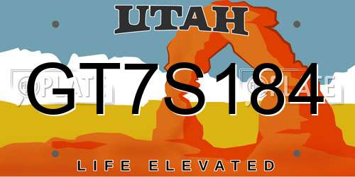 GT7S184 Utah License Plate