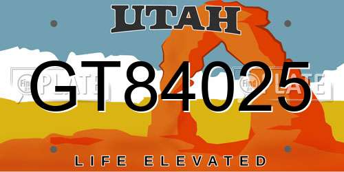 GT84025 Utah License Plate