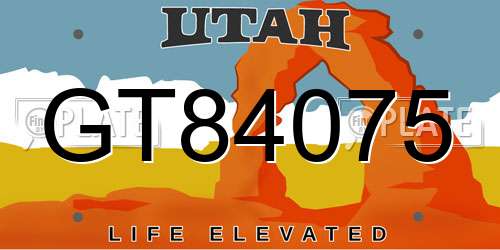 GT84075 Utah License Plate