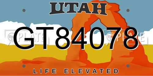 GT84078 Utah License Plate
