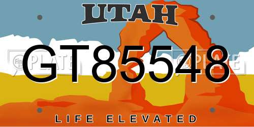 GT85548 Utah License Plate