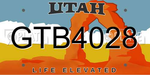 GTB4028 Utah License Plate
