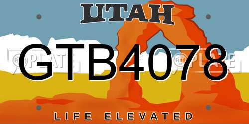 GTB4078 Utah License Plate
