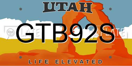 GTB92S Utah License Plate