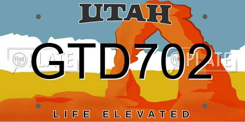 GTD702 Utah License Plate