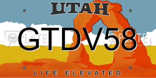 GTDV58 Utah License Plate