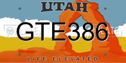 GTE386 Utah License Plate