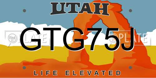 GTG75J Utah License Plate