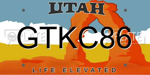 GTKC86 Utah License Plate