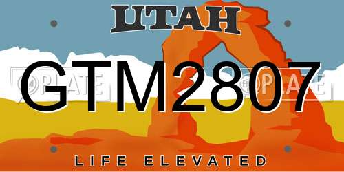 GTM2807 Utah License Plate