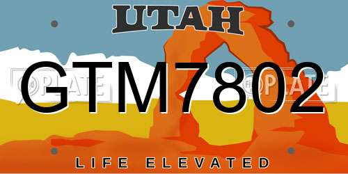 GTM7802 Utah License Plate