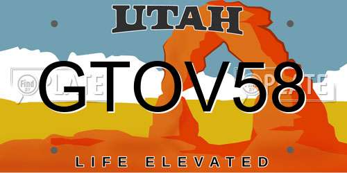 GTOV58 Utah License Plate