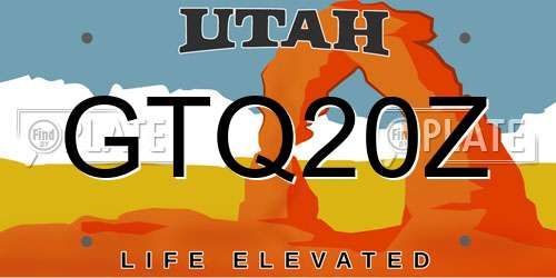 GTQ20Z Utah License Plate