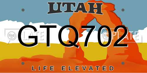 GTQ702 Utah License Plate