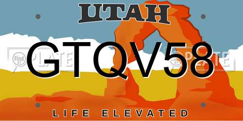 GTQV58 Utah License Plate