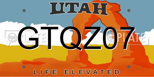 GTQZ07 Utah License Plate