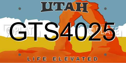 GTS4025 Utah License Plate