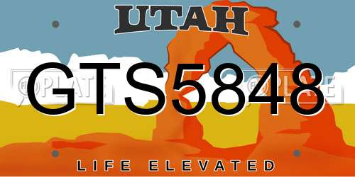 GTS5848 Utah License Plate