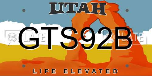 GTS92B Utah License Plate