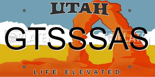 GTSSSAS Utah License Plate
