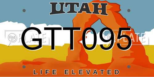 GTT095 Utah License Plate