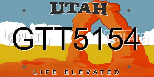 GTT5154 Utah License Plate