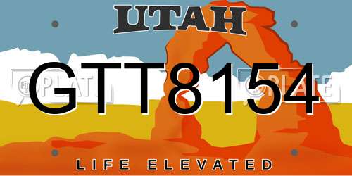 GTT8154 Utah License Plate