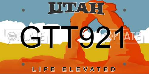 GTT921 Utah License Plate
