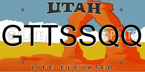 GTTSSQQ Utah License Plate